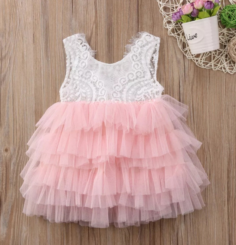 Peachy Pink and Lace Tutu Dress #1000127