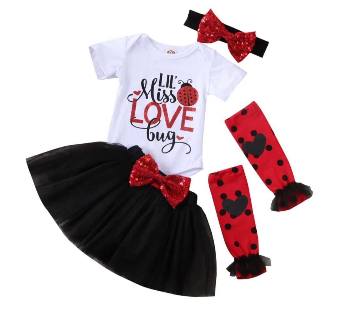 Lil' MISS LOVE Bug Romper,  Tutu,  Leggings and Headband #1000218