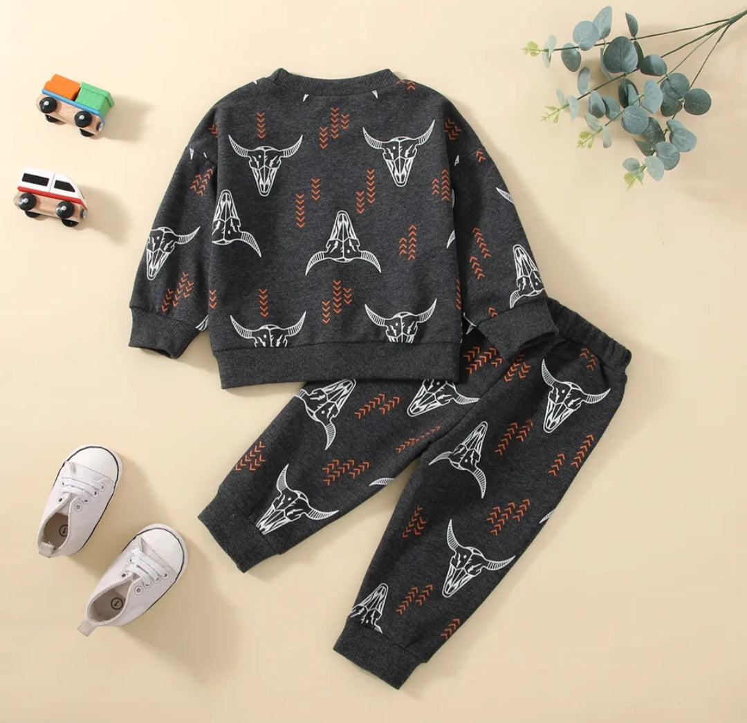 Skull Crew Neck Sweatshirt and Pants #2000330