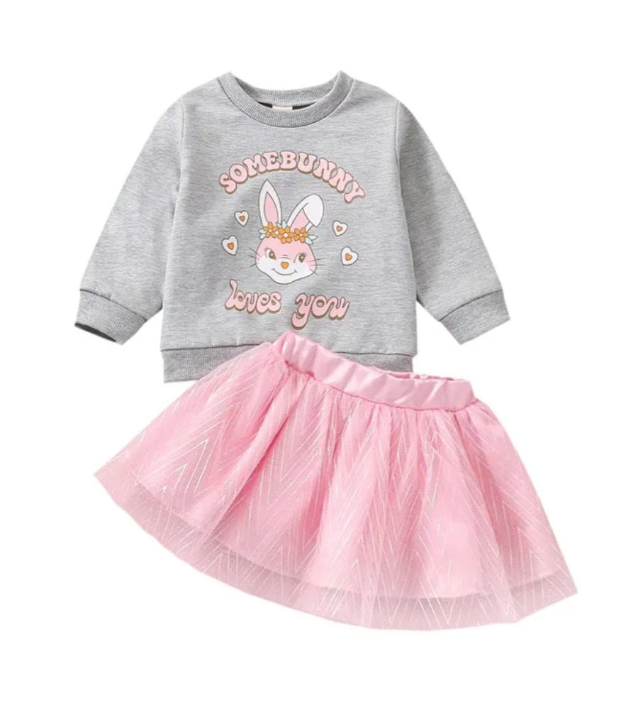 Somebody Loves You Crewnek Top and Pink Tutu #1001082