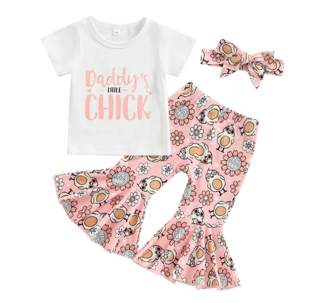 Daddy's Little Chick Top with Bellbottoms and Headband #1001079