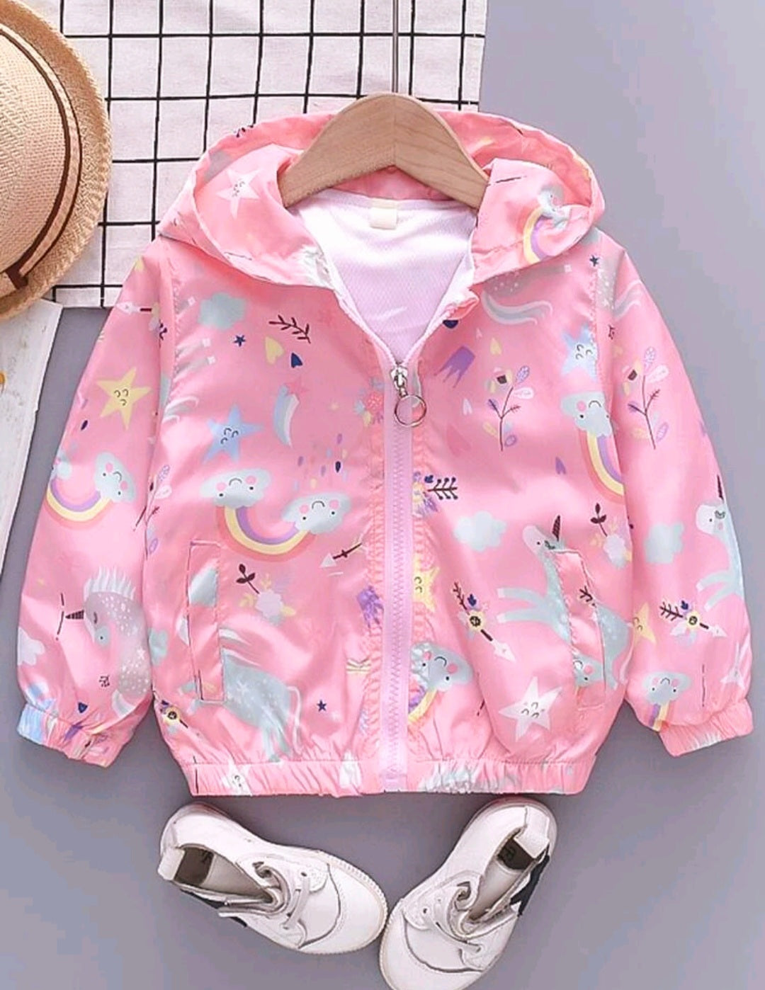 Pink Rainbows and Unicorns Windbreaker Jacket #1001089