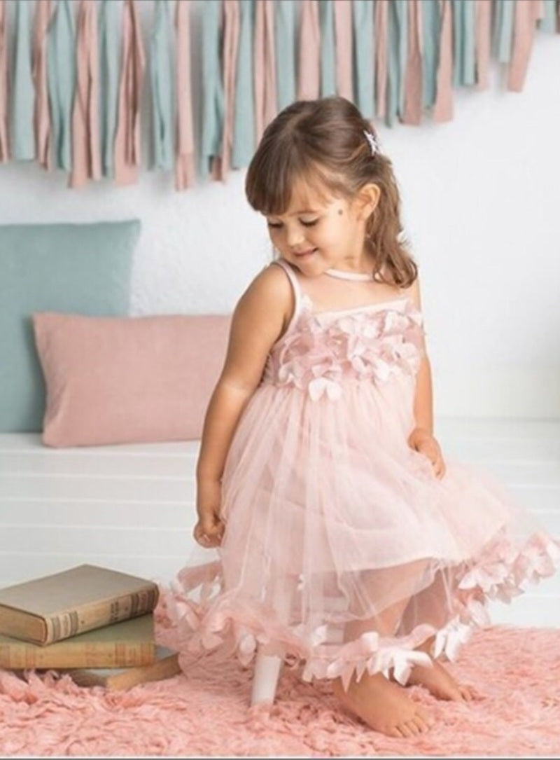 Pink 3D Ruffle Floral Dress #1000130