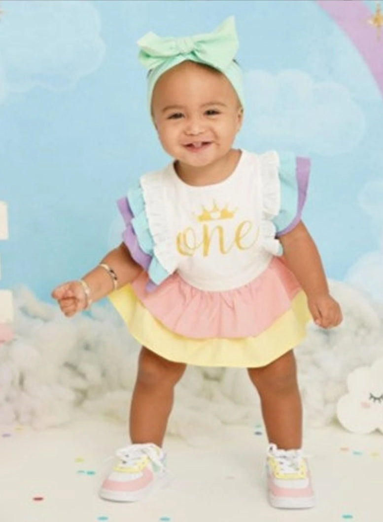 One Rainbow Ruffle Romper #1000519