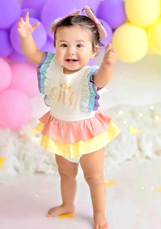 One Rainbow Ruffle Romper #1000519