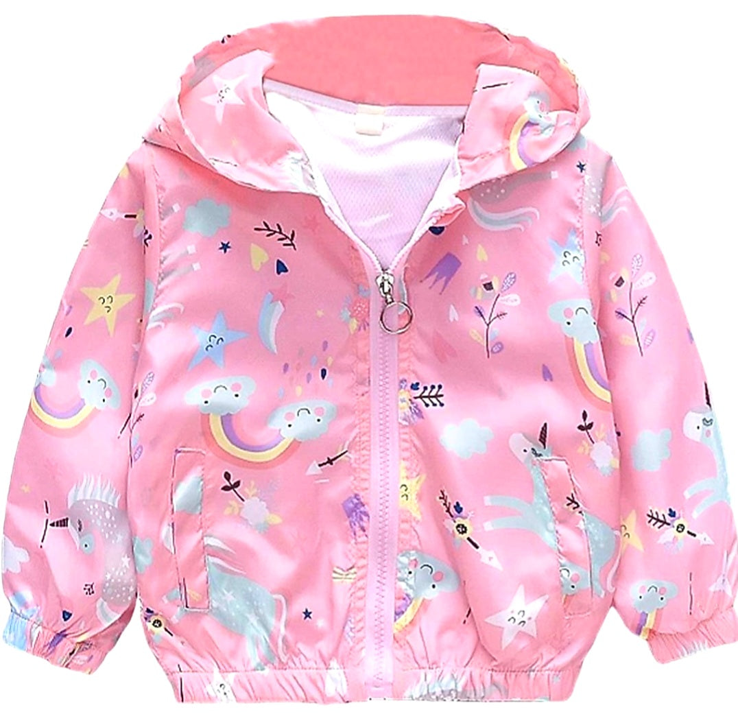 Pink Rainbows and Unicorns Windbreaker Jacket #1001089