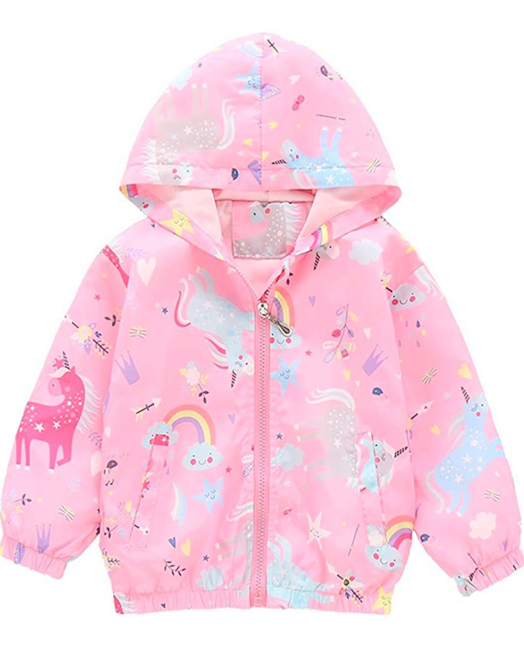 Pink Rainbows and Unicorns Windbreaker Jacket #1001089