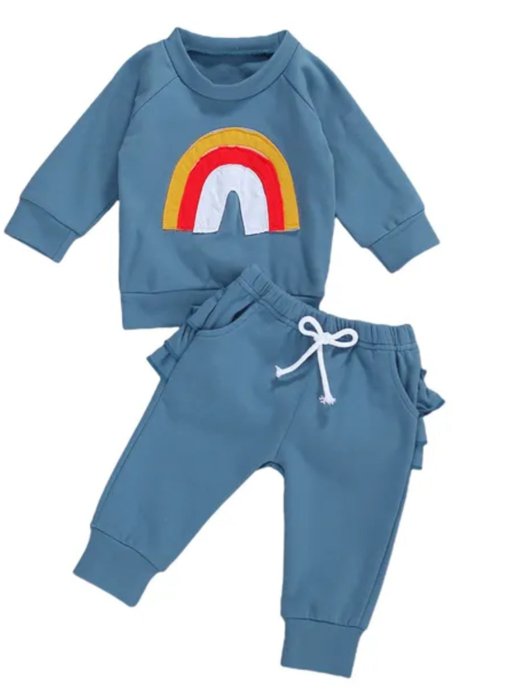 Petrol Blue Rainbow Crewnek Sweatshirt and Pants #1001120