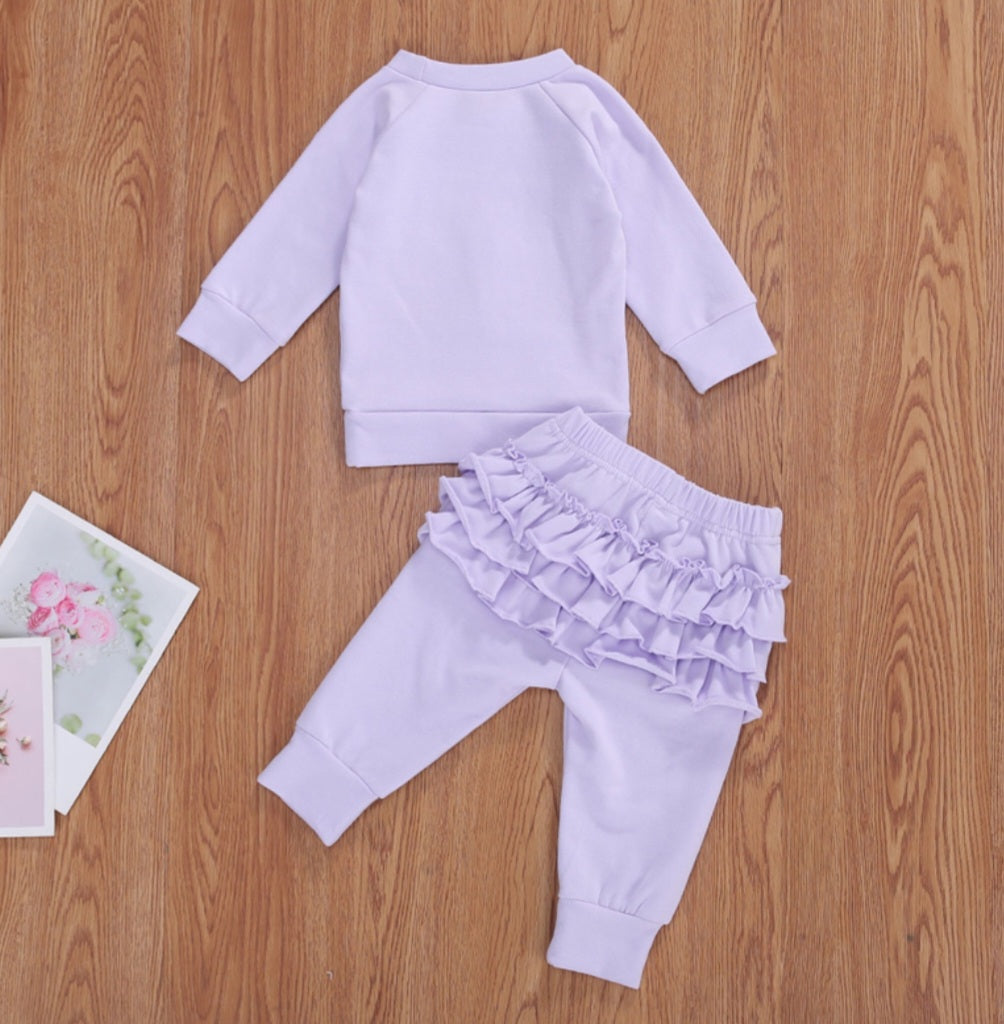 Lavender Rainbow Crewnek Sweatshirt and Pants #1001122