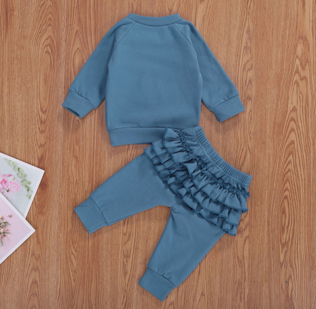 Petrol Blue Rainbow Crewnek Sweatshirt and Pants #1001120