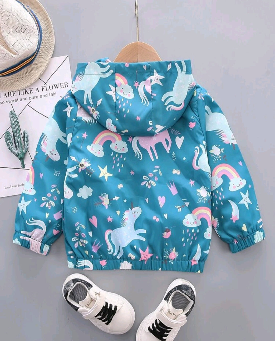 Petrol Blue Unicorn Windbreaker #1001029