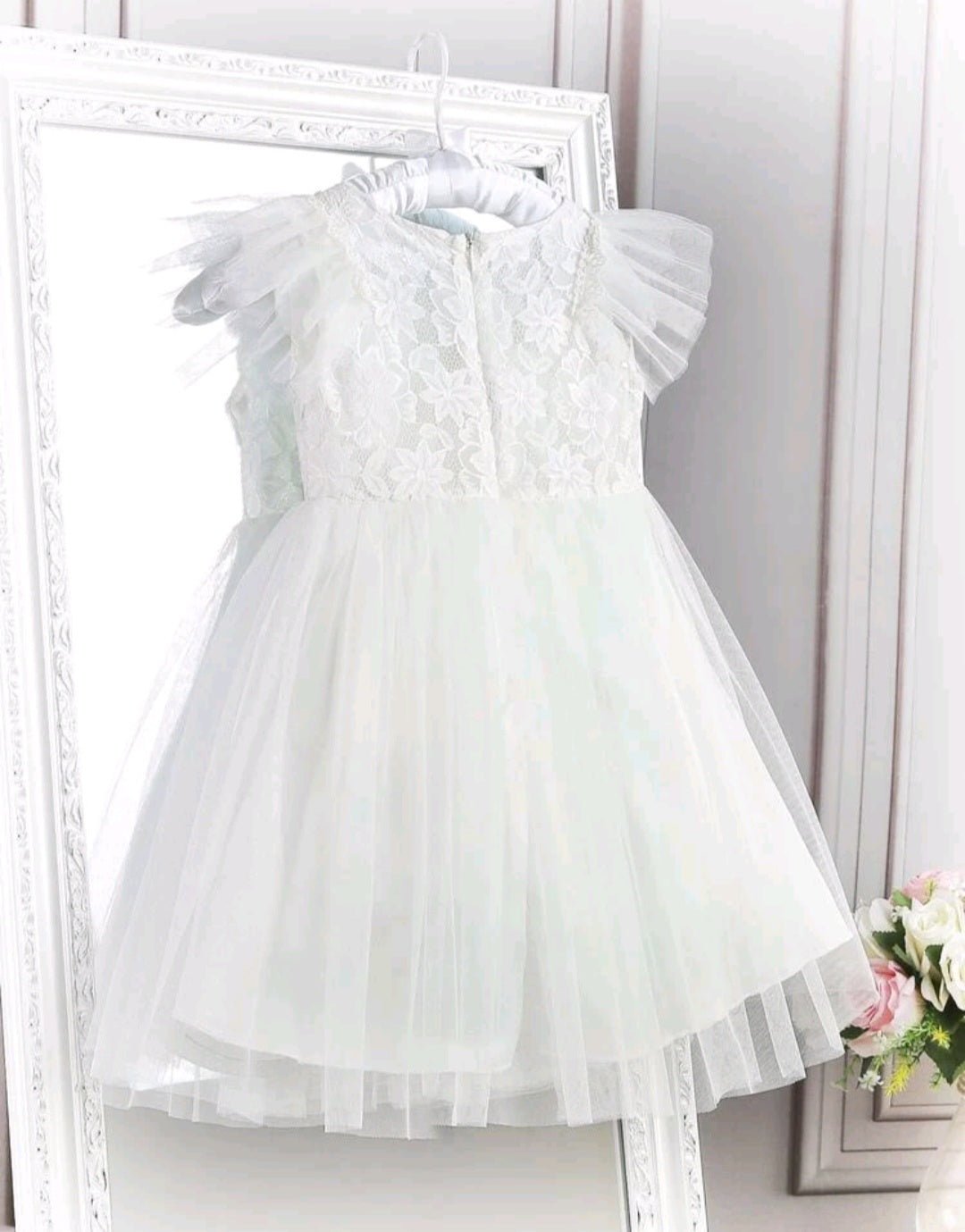 Romantic White Lace Tulle Dress #1001129