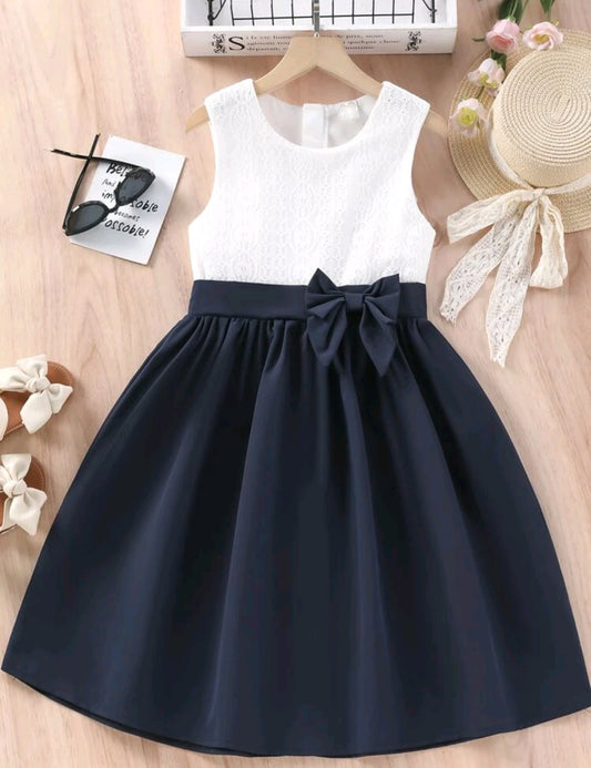 Navy and Lace Older Girls Dress #1001130