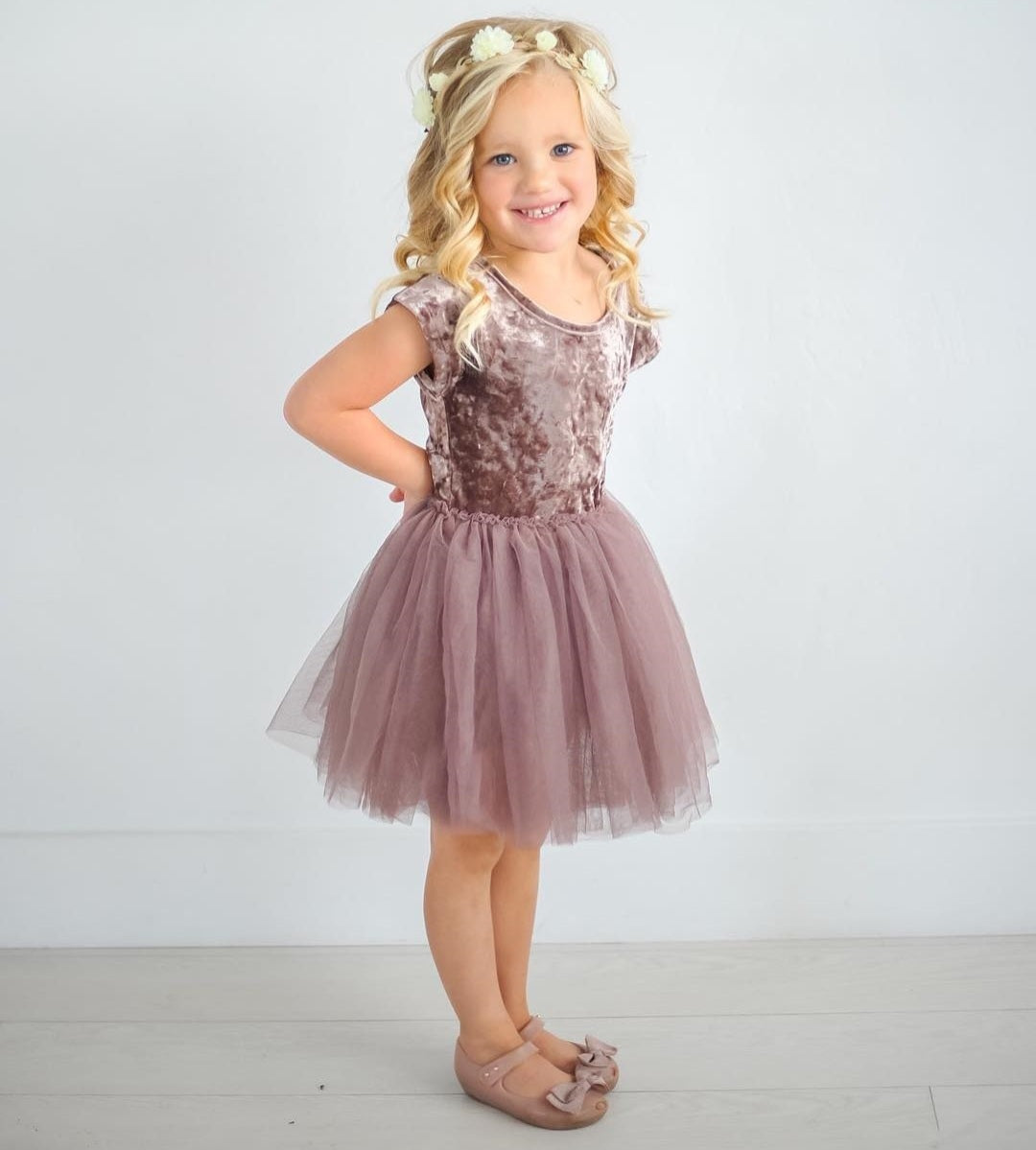 Dusty Pink Velvet Dress #1000202