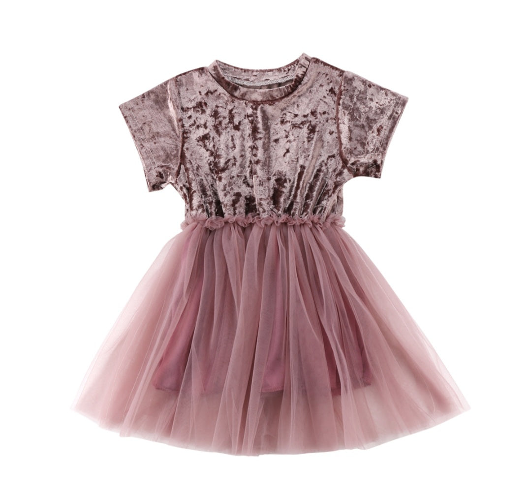 Dusty Pink Velvet Dress #1000202