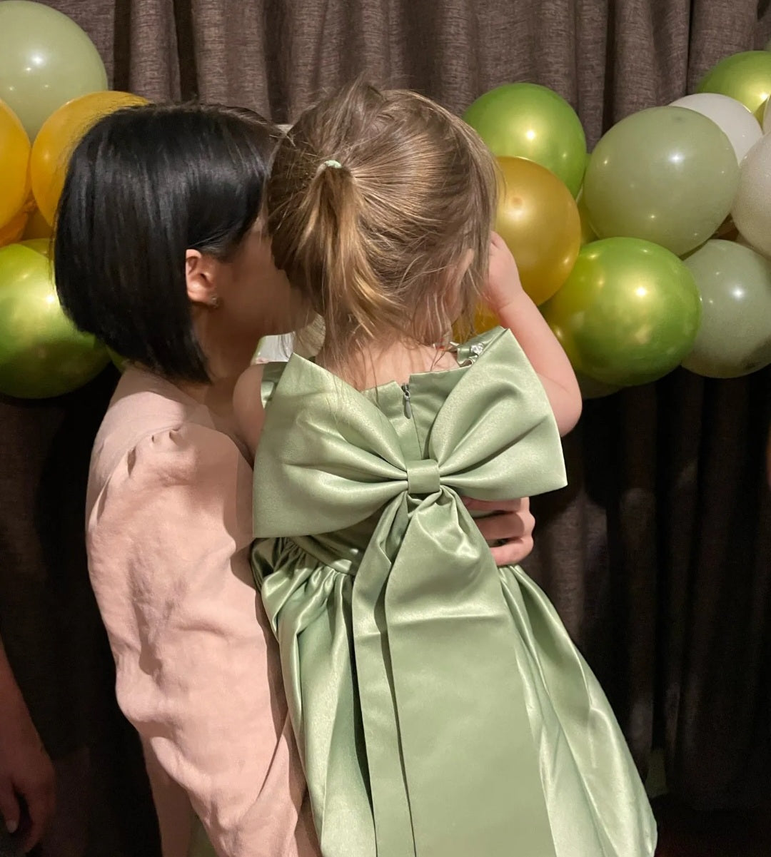 Pistachio Green Special Occasions Dress with Big Bow (Clip on) #1001140