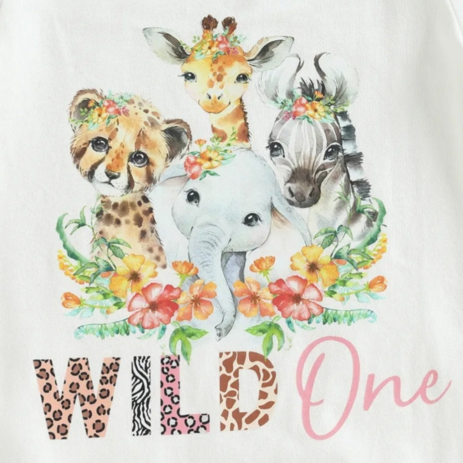 Wild One Birthday Romper, Animal Print Tutu and Headband #1000407