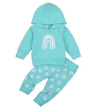 Sky Blue Rainbow Hooded Tracksuit #1000101